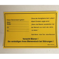 Warn- und Infoschild Bienenstand