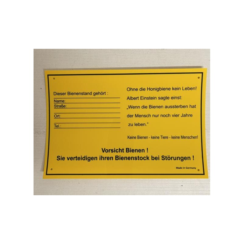 Warn- und Infoschild Bienenstand
