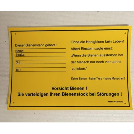 Warn- und Infoschild Bienenstand